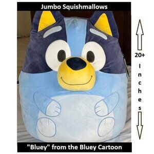 Squishmallows Bluey Cartoon Character Plush Toy Pillow Jumbo Size 20+ inches
